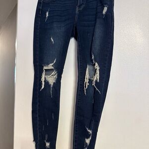 Cello Dark Blue Distressed Skinny Jeans & Burgundy hot kiss jean, pair of 2